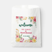 Elegante Blumendusche mit zwei Namen - Einladung Geschenktütchen (Vorderseite)