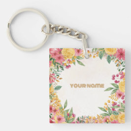 Elegante Blumendusche mit zwei Namen - Einladung Schlüsselanhänger