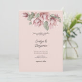 Elegante Blumendusty Rose Blush Wedding Einladung (Stehend Vorderseite)