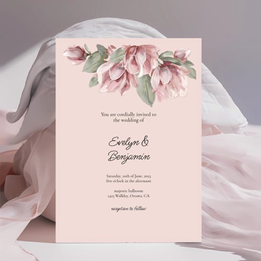 Elegante Blumendusty Rose Blush Wedding Einladung