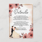 Elegante Blumendusty Rose Braut und Groom Hochzeit Begleitkarte (Vorderseite)