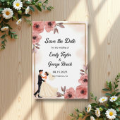 Elegante Blumendusty Rose Braut und Groom Hochzeit Save The Date