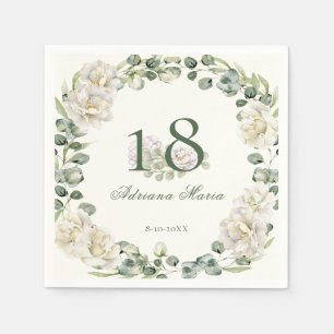 Elegante Blumeneinladung zum 18. Geburtstag Servie Serviette