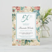 Elegante Blumenfeier 50. Geburtstag Einladung (Stehend Vorderseite)
