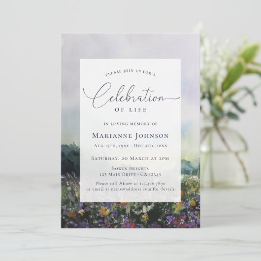 Elegante Blumenfeier Einladung (Stehend Vorderseite)