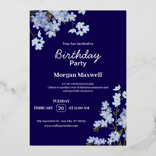 Elegante Blumenfeier Einladung (Vorderseite)