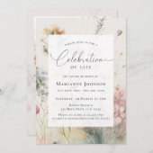 Elegante Blumenfeier zum Gedenken an das Leben Einladung (Vorne/Hinten)