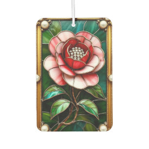 Elegante Blumenfensterkunst mit aufwendigem Rahmen Autolufterfrischer