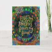 Elegante Blumenfreunde Zitat Grün Karte (Vorderseite)