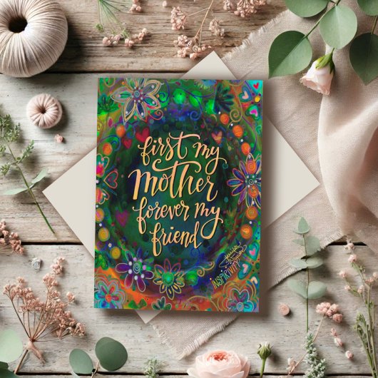 Elegante Blumenfreunde Zitat Grün Karte