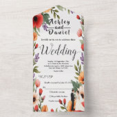 Elegante Blumengarten Braut & Groom Sommerhochzeit All In One Einladung (Innen Boden)