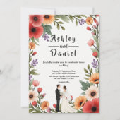 Elegante Blumengarten Braut & Groom Sommerhochzeit Einladung (Vorderseite)
