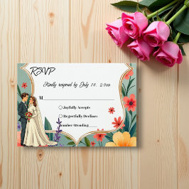Elegante Blumengarten Braut & Groom Sommerhochzeit RSVP Karte