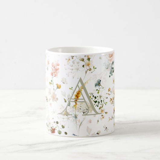 Elegante Blumengarten-Monogramm-Kaffeetasse Kaffeetasse (Mittel)