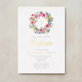 Elegante Blumengarten Taufe Gold Folieneinladung