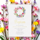 Elegante Blumengarten Taufe Gold Folieneinladung