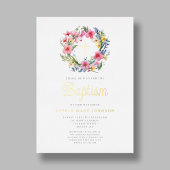 Elegante Blumengarten Taufe Gold Folieneinladung