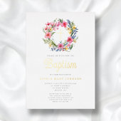 Elegante Blumengarten Taufe Gold Folieneinladung