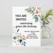 Elegante Blumengeburt Einladung (Stehend Vorderseite)