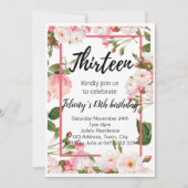 Elegante Blumengeburtstagseinladung Einladung (Vorderseite)