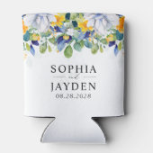 Elegante, blumengelbe blaue Hochzeit Dosenkühler (Rückseite)