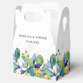 Elegante, blumengelbe blaue Hochzeit Geschenkschachtel (Geöffnet)