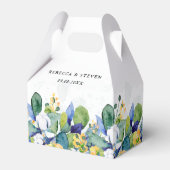 Elegante, blumengelbe blaue Hochzeit Geschenkschachtel (Vorderseite)