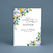 Elegante, blumengelbe blaue Hochzeit Planer