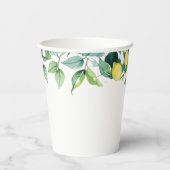 Elegante, blumengelbe Limon-blaue Hochzeit Pappbecher (Rückseite)