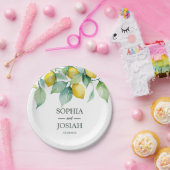 Elegante, blumengelbe Limon-blaue Hochzeit Pappteller (Party)