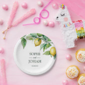 Elegante, blumengelbe Limon-blaue Hochzeit Pappteller (Party)