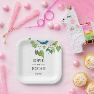 Elegante, blumengelbe Limon-blaue Hochzeit Pappteller