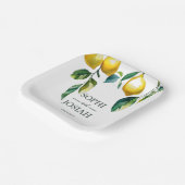 Elegante, blumengelbe Limone Zitronenhochzeit Pappteller (Gewinkelt)