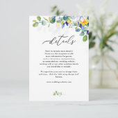 Elegante, blumengelbe, weiße Hochzeit Begleitkarte (Stehend Vorderseite)