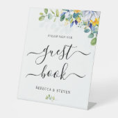 Elegante, blumengelbe, weiße Hochzeit Sockelschild (Vorderseite)