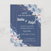 Elegante blumengeschichtliche Einladung in Blau un (Vorne/Hinten)