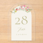 elegante, blumengeschmückte Acrylic Arch-Tischnumm Acryleinladungen (Vorderseite)