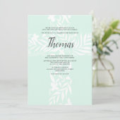 Elegante, blumengeschmückte christliche Kreuzminzg Einladung (Stehend Vorderseite)