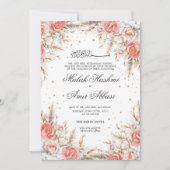 Elegante blumengeschmückte islamische Hochzeit Einladung (Vorderseite)