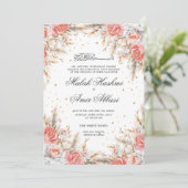 Elegante blumengeschmückte islamische Hochzeit Einladung (Stehend Vorderseite)