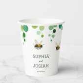 Elegante blumengeschmückte Liebe Bienen Pappbecher (Vorderseite)