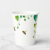 Elegante blumengeschmückte Liebe Bienen Pappbecher (Rückseite)