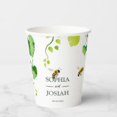 Elegante blumengeschmückte Liebe Bienen Pappbecher (Vorderseite)