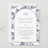 Elegante blumengeschmückte Monographie Einladung (Vorderseite)