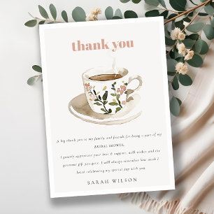 Elegante Blumengestaltete Tasse Braut-Shower-Teepa Dankeskarte