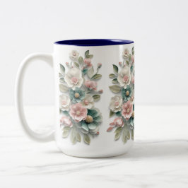 Elegante Blumengestaltung-Kaffeetasse Zweifarbige Tasse