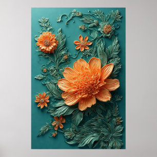 Elegante Blumengestaltung mit orangen Blüten Poster