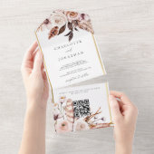 Elegante, blumengoldene rustikale Hochzeit im Herb All In One Einladung (Abreißen)