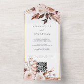 Elegante, blumengoldene rustikale Hochzeit im Herb All In One Einladung (Innen Boden)