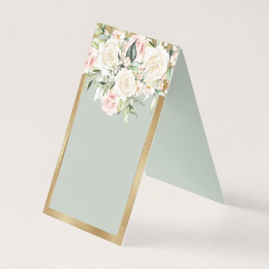 Elegante Blumengoldgrün-Tischnummer (Rückseite)